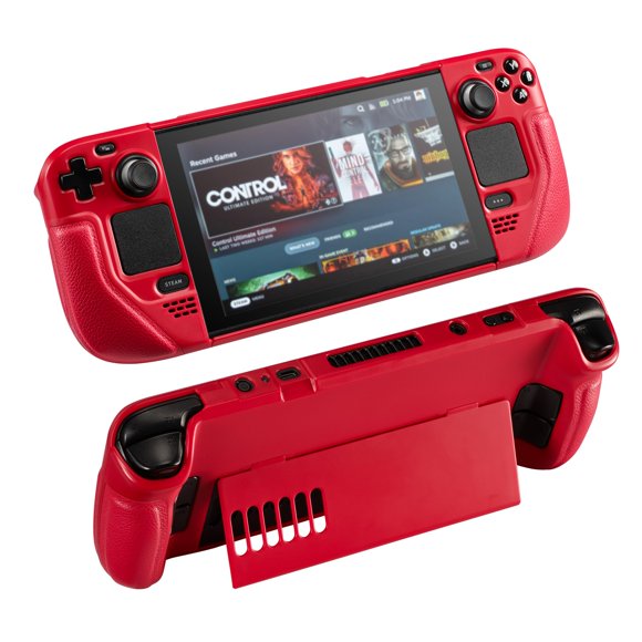 Funda UYIYE para Steam Deck con Soporte, Roja, OLED/LCD