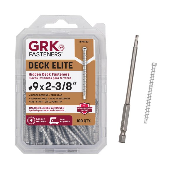 Tornillos ITW BRANDS GRK 10923 #9 x 6 cm, sujetadores de cubierta, 100 unidades