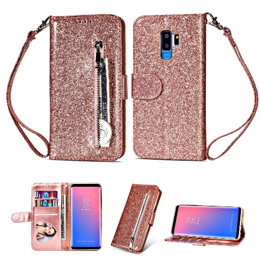 Funda Para Foxdock Elegante Funda Samsung Galaxy S9 Plus Glitter Con Cremallera-ideal Para El Uso Diario