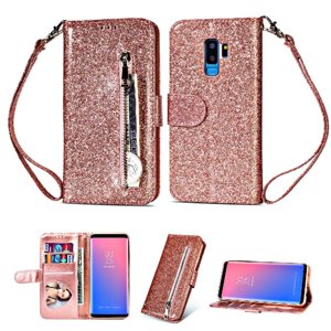 Funda Para Foxdock Elegante Funda Samsung Galaxy S9 Plus Glitter Con Cremallera-Ideal Para El Uso Diario