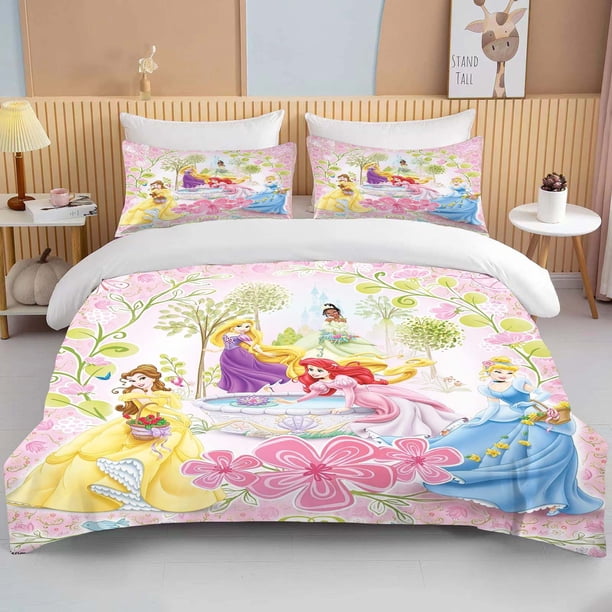 Princess Printed Bedding Set Cartoon Anime Microfiber Bed Set Pillowcase Adult Bed Cover Bedroom Bed Set Duvet Bed Sheets