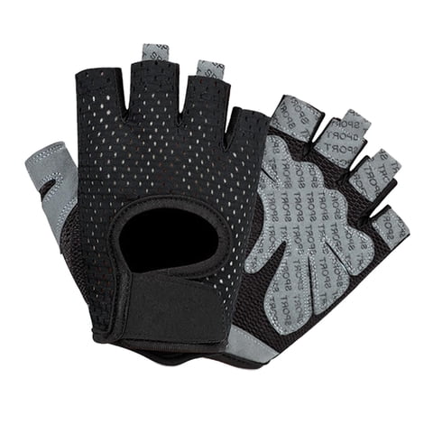 Ioensy - Guantes De Entrenamiento De Verano Levantamiento De Pesas Gimnasio Guantes De Medio Dedo Guantes De Ciclismo Negro M