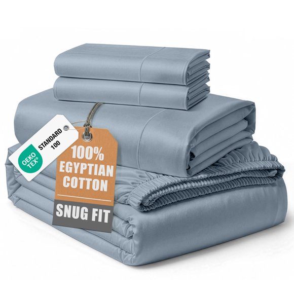 Juego de Sábanas LANE LINEN King 100% Algodón Egipcio con Bolsillo Profundo de 38 cm