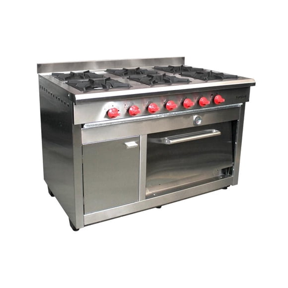 Cocina Industrial 6 Platos Con Horno Enlozado -GLP