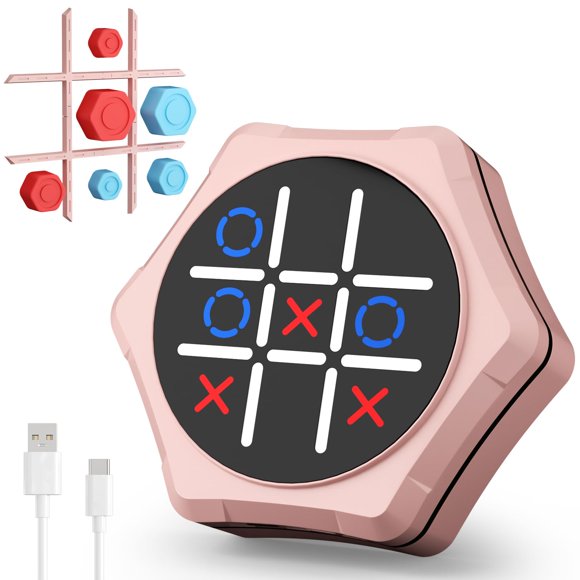 Juego electrónico Tres en Raya tersolyn 5‑en‑1 portátil rosa