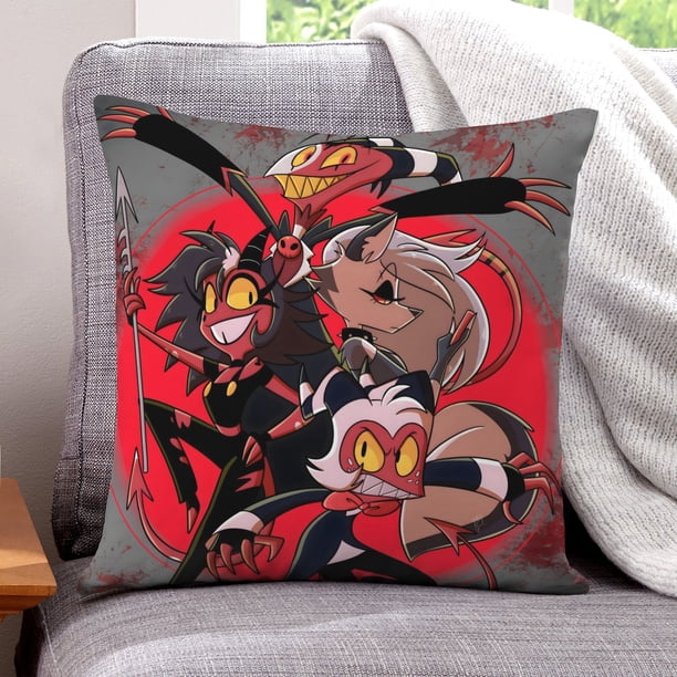 Helluva Boss Fundas de almohada de terciopelo con tema, regalos de funda de almohada, decoración para el hogar, cojín de lanzar, regalo de cumpleaños para fans y parejas.61*61cm.