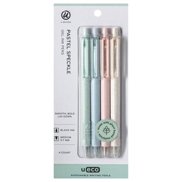 Lapiz Gel U Brands 0.7mm Tinta Negra Pastel Speckle 4un