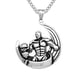 thumbnail image 1 of plata hombre de acero inoxidable músculo deportes gym dumbbells luna collar colgante, 1 of 3