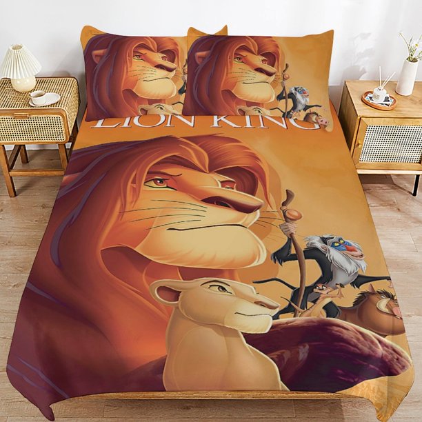 The Lion King Cartoon Bedding Sets Ultra Soft Skin-Friendly Duvet Cover 3 Piece, Cute Comforter Cover Bed Set for Boys Girls Kids