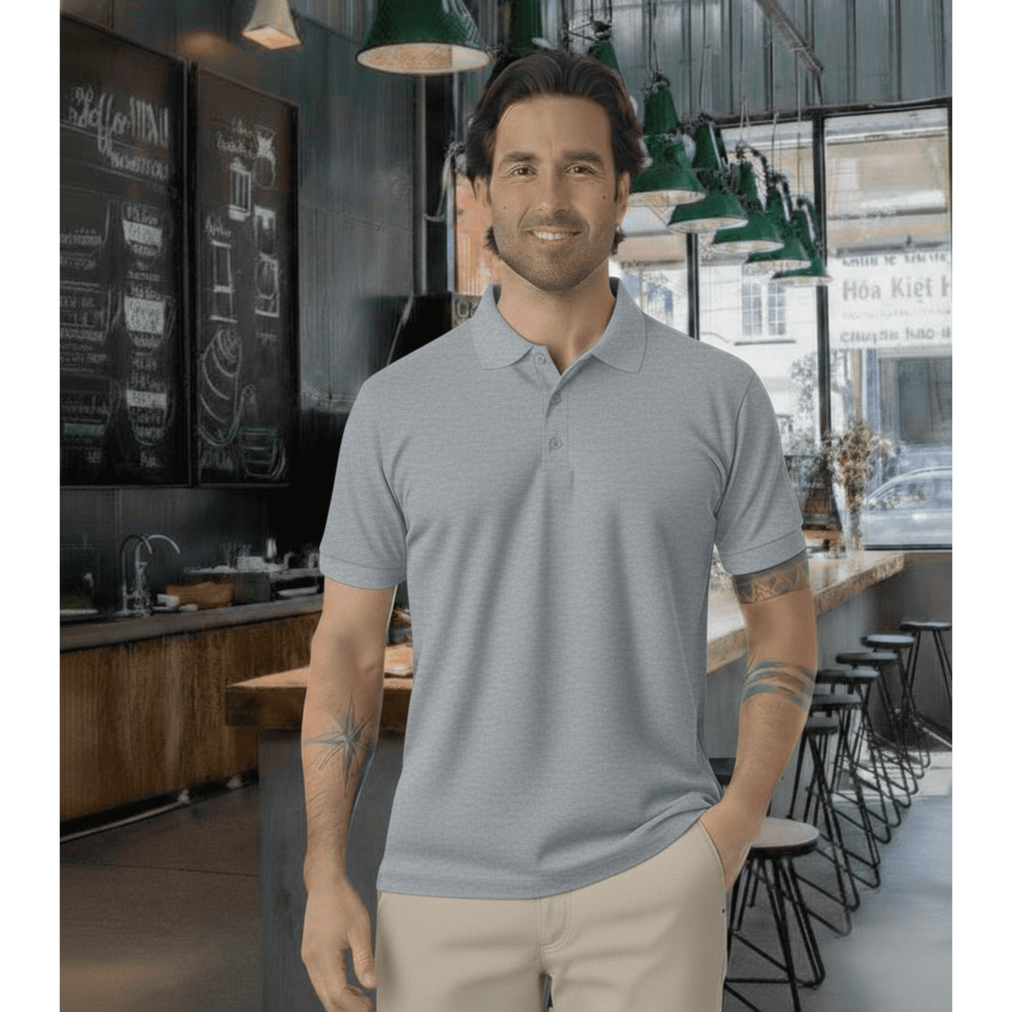 T-world - Polera Polo 60% Algodón Manga Corta Hombre Gris