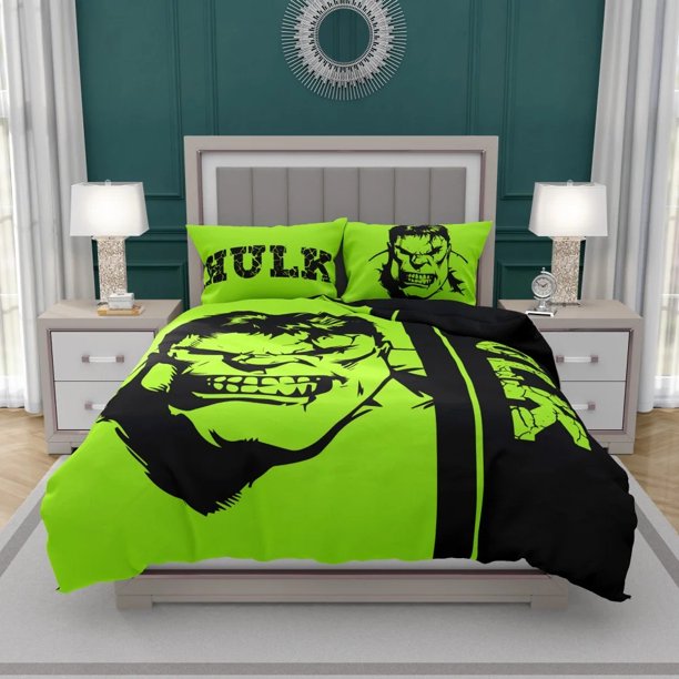 Incredible Hulk Quilt Duvet Cover Set Bedding Queen Pillowcase Doona Cover3-Piece Bedding Set