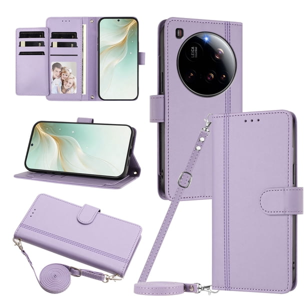 Funda Cartera de Cuero Sintético para Xiaomi 15 Ultra, Morado Claro