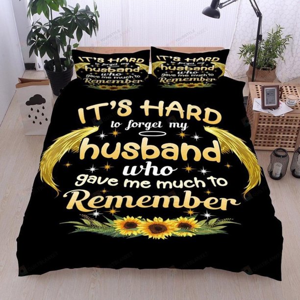 Sunflower It Hard To Forget My Husband Quilt Duvet Cover Set Queen Home Textiles3-Piece Bedding Set