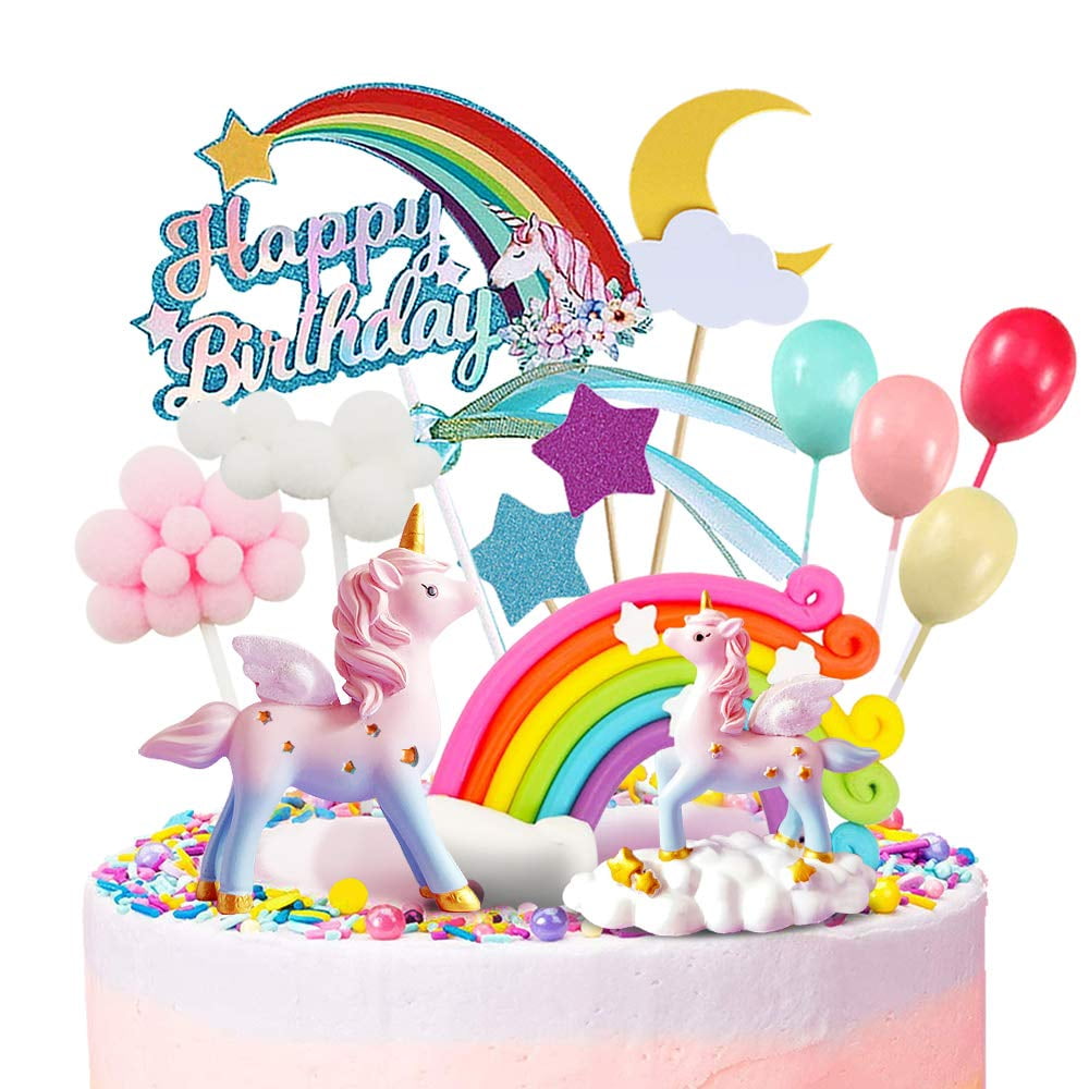 Decoración Para Tarta Movinpe Unicornio Arcoíris Set