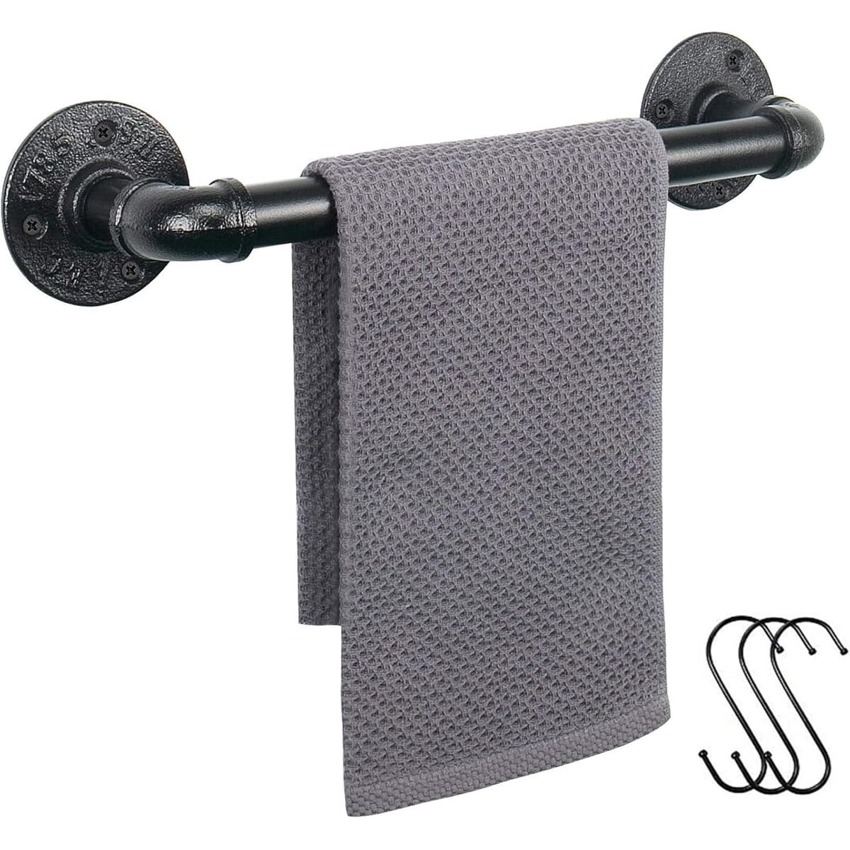 Toallero Barra Jeasor Hierro Negro 32cm Montaje Muro