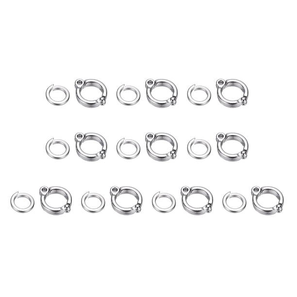 Uxcell Anillos para Patas de Pájaros, Anillo de Pierna de Metal para Loro Actividad de Entrenamiento de Vuelo al Aire Libre Clip de Apertura Accesorios 13.5mm/0.53" ID, (Tono Plateado, 10 Conjuntos)