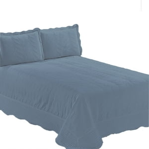 Mallorca - Quilt Bordado Aqua Versailles Liso 1,5 Plazas