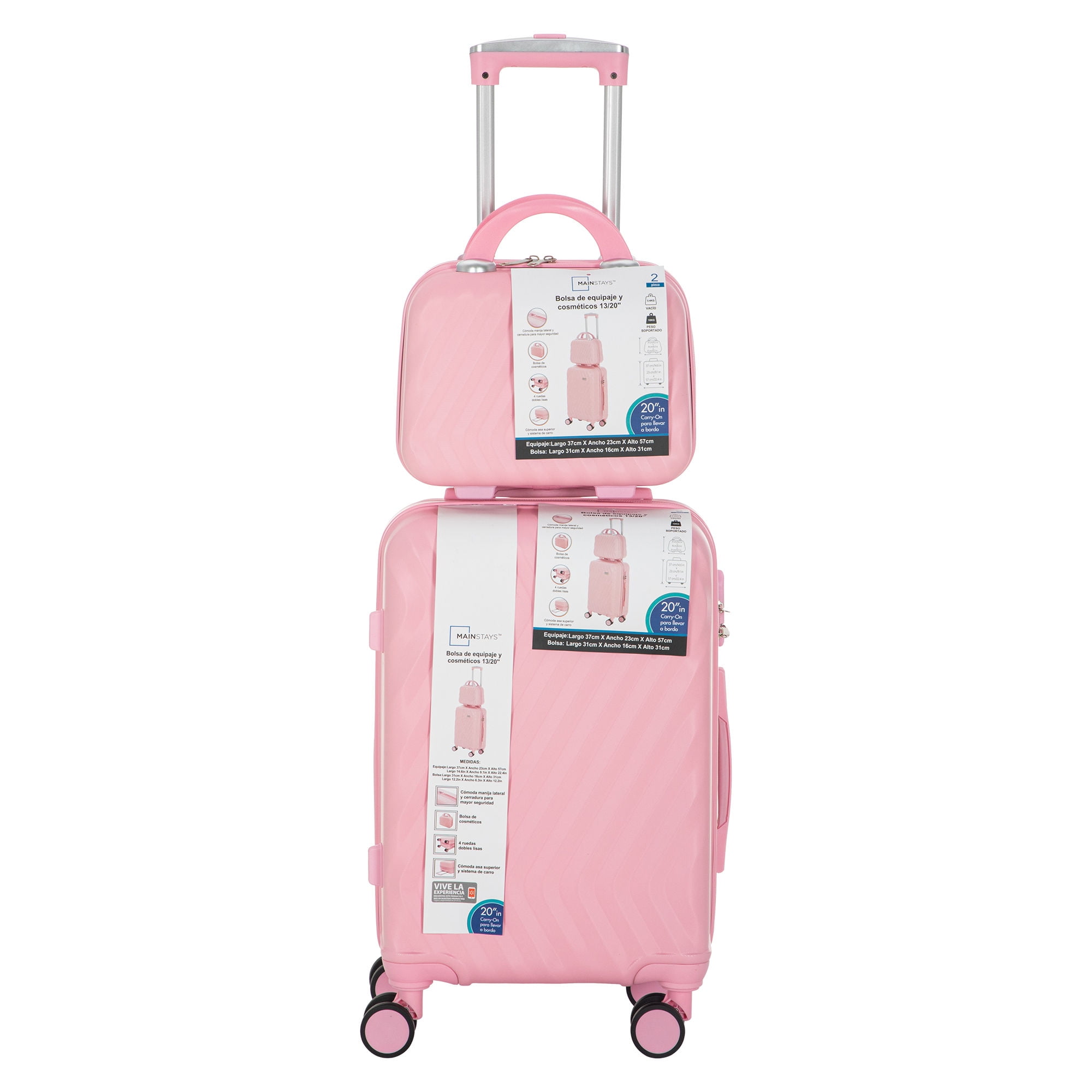 Mainstays - Set Maleta S Y Bolso Cosméticos Rosa