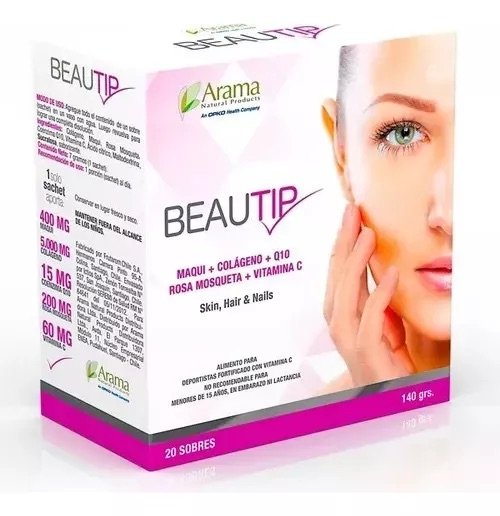 Colageno Beautip 20 Sobres Maqui Rosa Mosqueta Arama Q10