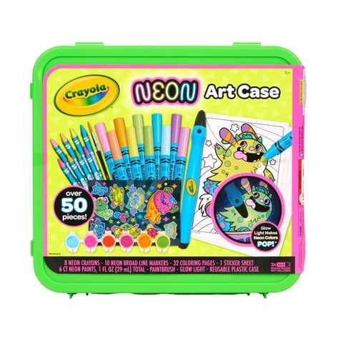 Art Case Crayola Neon Con Pintura De Neón, Rotuladores Y Crayones, Más De 50 Unidades