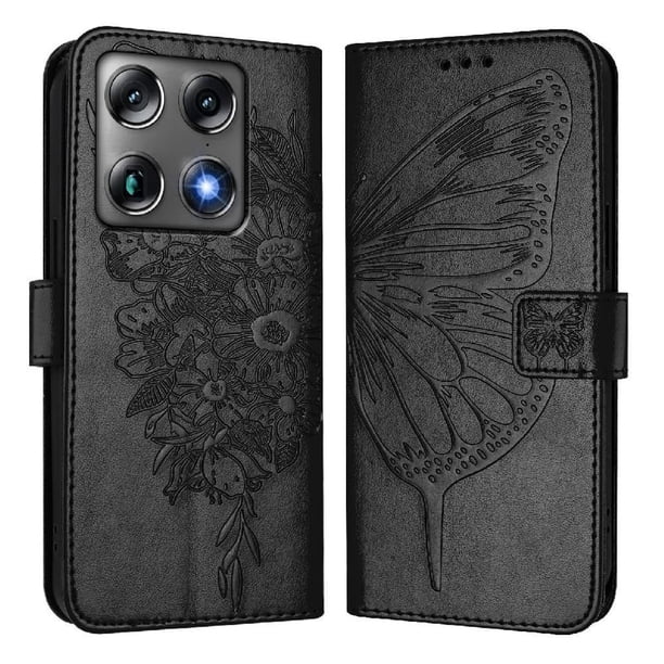 Funda Cartera Mariposa Para Motorola Signature Con Soporte Y Ranuras Para Tarjetas Negro