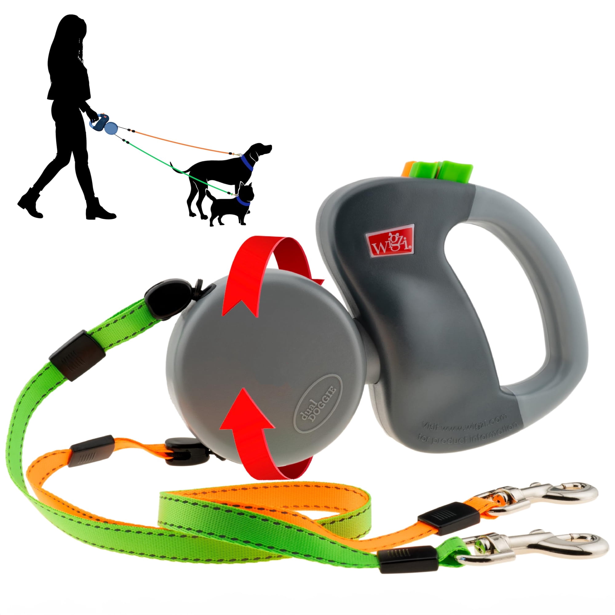 Correa Retráctil Para Mascotas Wigzi (2), Reflectante Para Dos Perros, 10 Pies