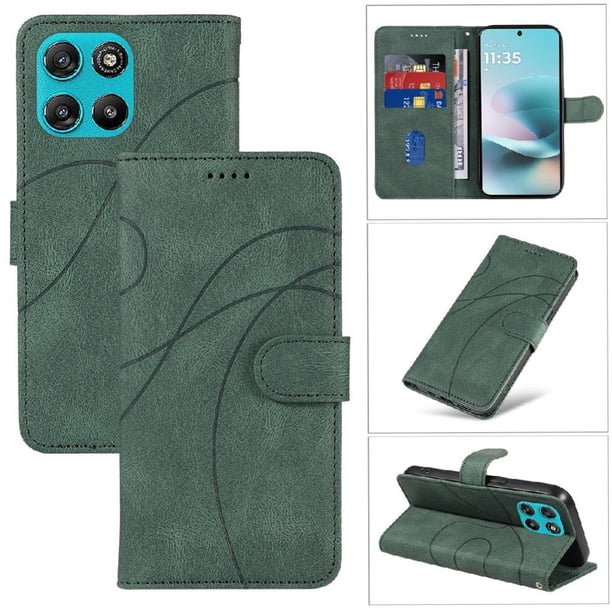 Funda tipo cartera con tapa para Motorola MOTO G100 2025 5G con tarjetero, soporte y cubierta magnética Verde