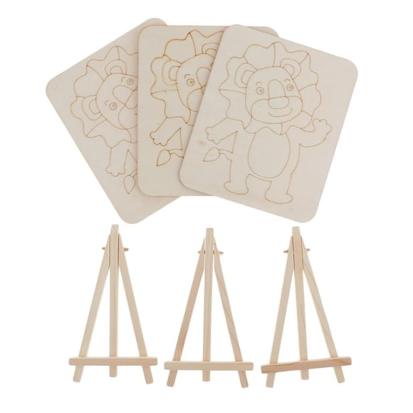 Caballete De Trípode De Madera Con Tablero De Dibujo Para Ni?os DIY Art Painting Lion