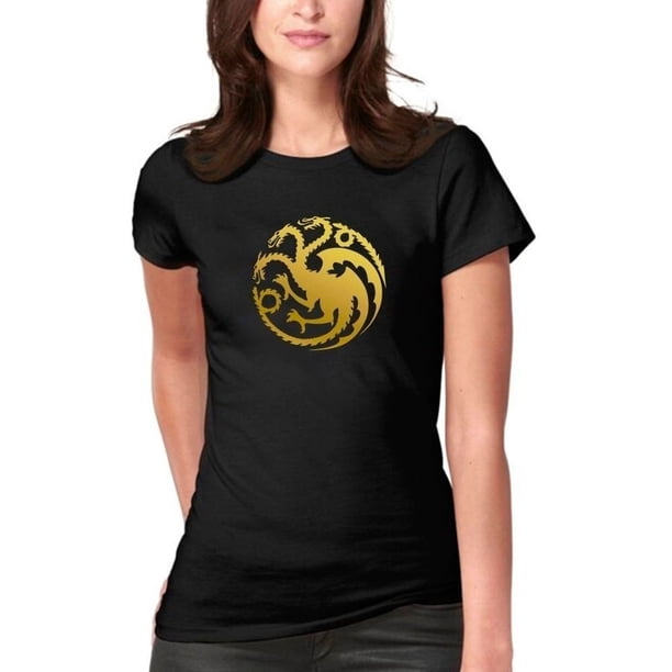 Polera Dragon Medieval Escudo Fuego Moda Mujer Color