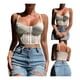 thumbnail image 1 of Crop Top De Encaje Con Tirantes Y Broches Delanteros - NEGRO, 1 of 5
