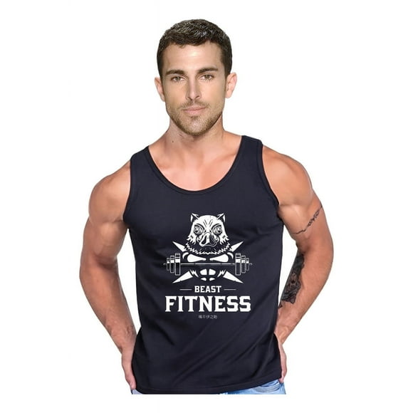 Polera Diseño Beast Fitness Demon Slayer Musculosa Tank Gym talla S Negro Hombre