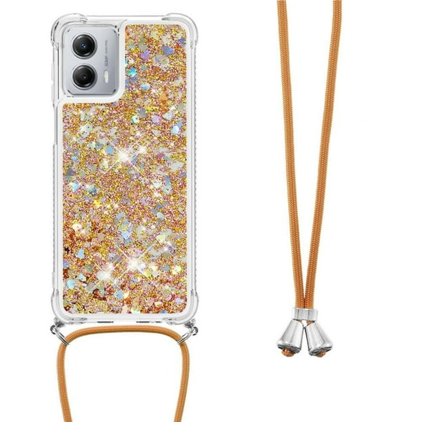 Funda FOXDOCK para Motorola Moto G 5G 2023 con Cuerda Ajustable, Brillo Líquido, Protección Antigolpes y Lente – Ideal para Regalo