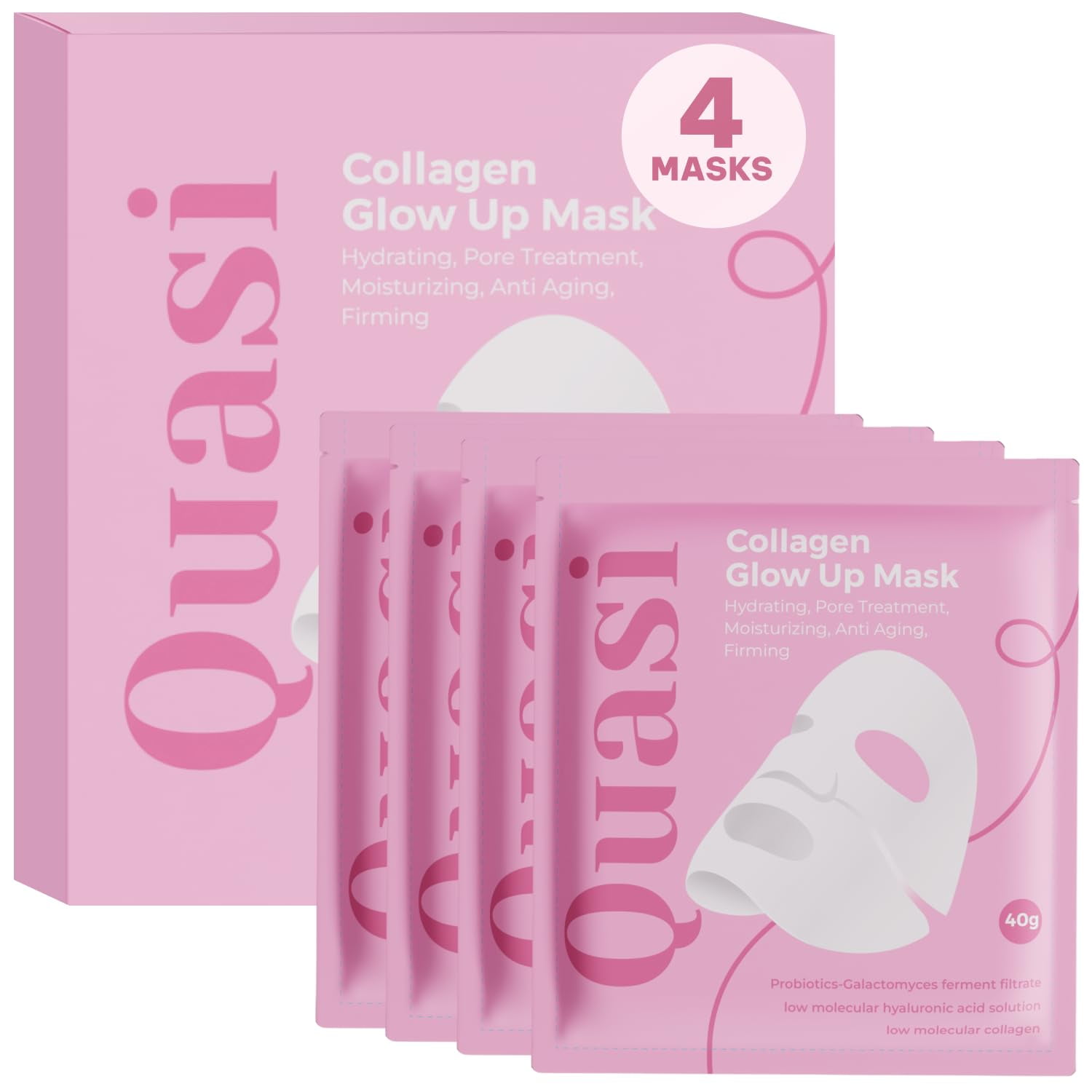 Mascarilla Facial Quasi Bio-collagen Hidratante Durante La Noche, 4 Mascarillas