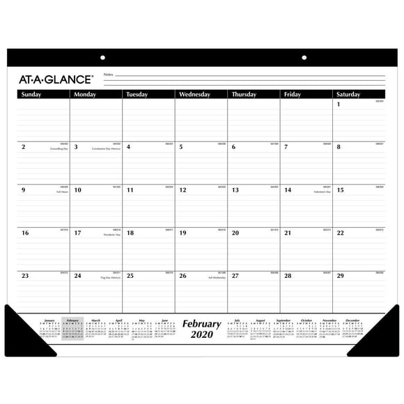 Bloc de escritorio Desk Calendar AT-A-GLANCE 2020 de 21,75 x 17 pulgadas