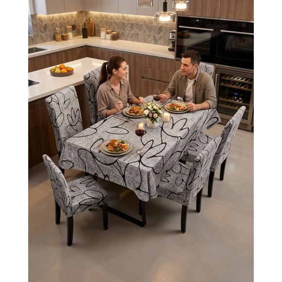 Set Comedor 6 Personas Mantel Antimanchas Y Fundas De Silla