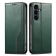 thumbnail image 1 of Funda tipo cartera para Samsung Galaxy S25 Fe de piel con cierre magnético, ranuras para tarjetas y correa para la muñeca Verde, 1 of 6