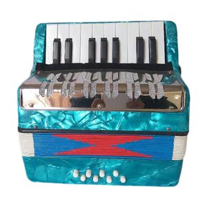 Magideal - Acordeón De Piano De 17 Teclas, 8 Bajos, Acordeón Para Niños, Instrumento Musical, Botón, Acordeón De Piano De Mano Para Niños, Niñas, Niños Principia Azul Claro
