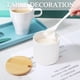 thumbnail image 3 of No azucarero de cerámica, azucarero de porcelana con tapa de madera y cuchara de porcelana, azucarero retro pequeño, adecuado para cafetería, cocina y desayuno en casa, color blanco, 3 of 5