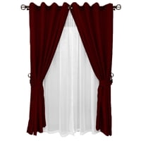 Mallorca - Set De Cortinas Rústica Con Argollas 8 Piezas Terracota