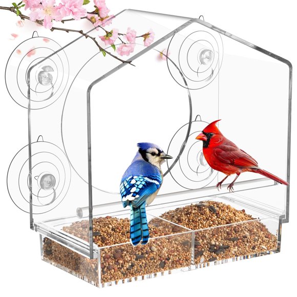 Alimentador de Pájaros Jarkyfine para Ventana con Bandeja Deslizante