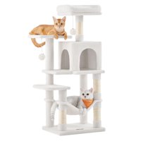 Condominio Cat Tree Feandrea Cat Tower De Felpa De Varios Niveles, Color Blanco Crema