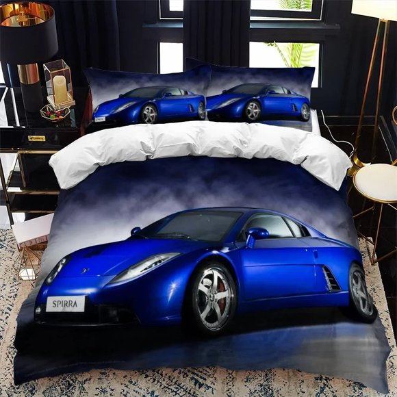 x1068 Bed SheetsSports Car Duvet Cover Set Luxury High Quality ed Bedding Bedclothes Adults Boys Home Textile 3-Piece Bedding Set (1 Duvet Cover + 2 Pillow Shams) nj1068