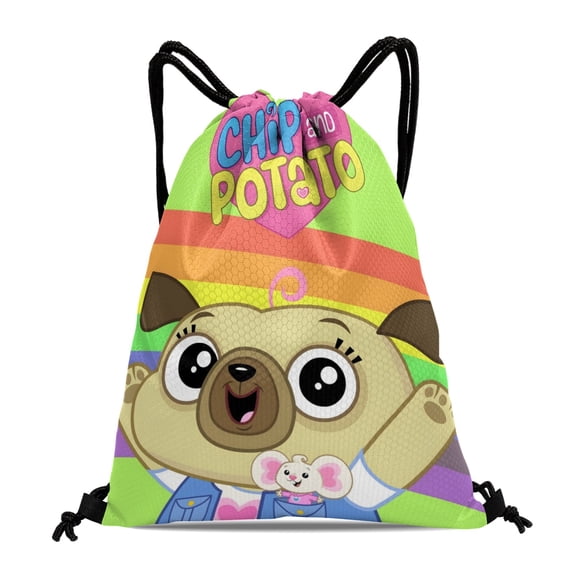 Chip y Potato Mochila de Cuerdas para Deportes y Gimnasio, Bolsa de Cuerdas Resistente al Agua, Bolsa Cinch, 30×40cm