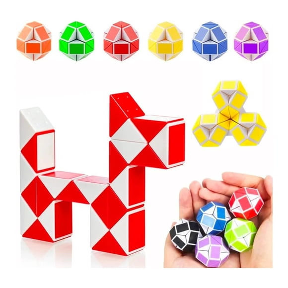 Pack 6 Mini Cubos Serpiente Magica Rompecabezas Fidget Toy