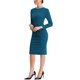 thumbnail image 4 of INSPIRE CHIC Vestido ajustado de mujer con peplum, atuendo de maestra para el regreso a clases, cuello redondo, manga larga, vestido de trabajo de cintura alta, midi, azul lago XS, 4 of 6