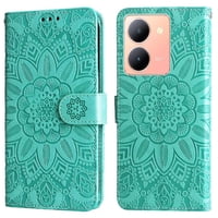 Funda Tipo Cartera Foxdock Para Vivo Y78 5G , Diseño Girasol En Relieve, Cuero Pu, Cierre Magnético, Soporte Y Tarjetero