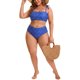 thumbnail image 4 of Agnes Orinda Conjunto de Bikini de Dos Piezas para Mujer de Talla Grande para Escuela o Universidad, con Cintura Alta, Control de Abdomen, Push Up, para Vacaciones en la Playa, Talla 1X, Azul Marino, 4 of 7