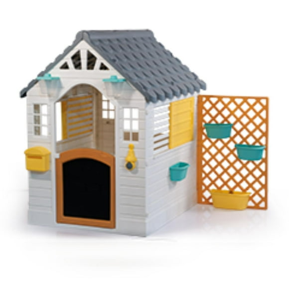 Casa de juego blanca gris con valla 127 x140x107.5cm Dolu