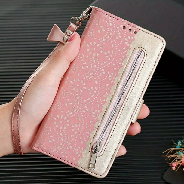 Luxury Flip Wallet Case for Samsung Galaxy S20 S21 S22 S23 Plus Ultra - Folio Zipper Kickstand, Wristlet Lanyard, Card Slots Cover