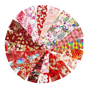 Magideal - 20 Piezas De Tela Acolchada, Mechones De Tela De Algodón Grueso, Tiras De Rollo De Gelatina De Estilos Japoneses Elegantes Para Monedero, Ropa, Patchw A